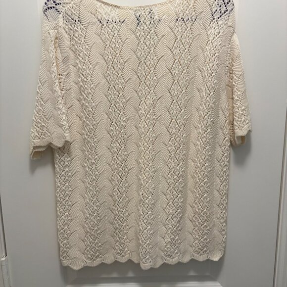 A Sweater Tale Cream Crochet Button Down Sweater XL EUC - Picture 4 of 9